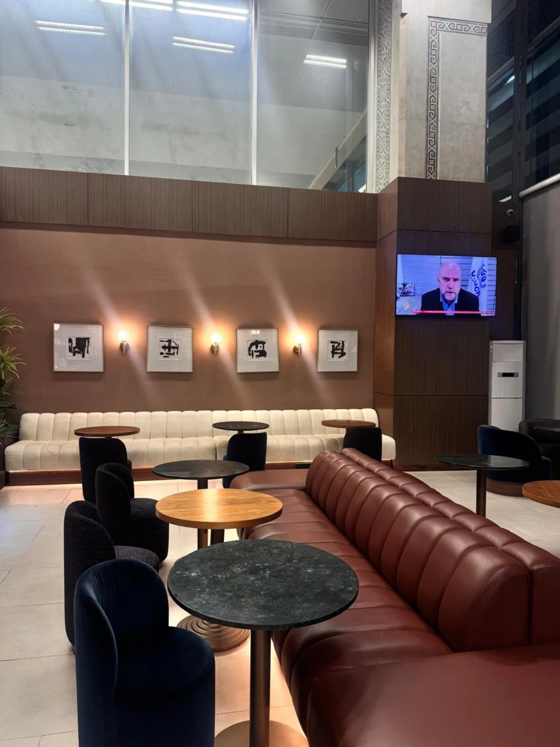 VIP lounge seating at Marrakech Menara Airport